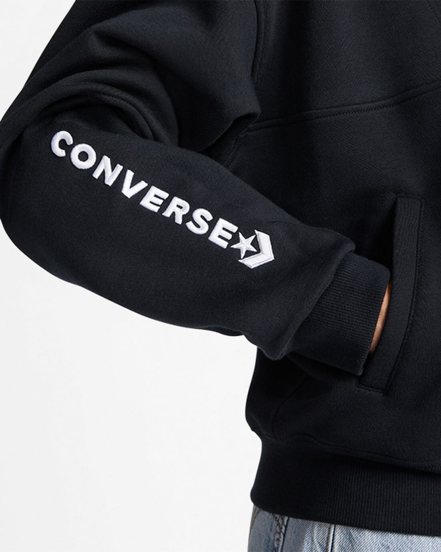 Dámské Mikiny Converse Fleece Half-Zip Pullover Černé | CZ FBRA97